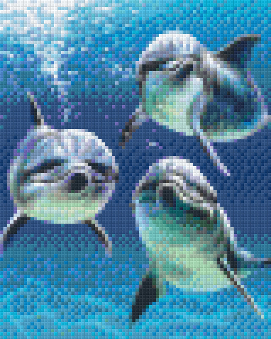 Dolphin Trio Four [4] Baseplate PixelHobby Mini-mosaic Art Kit image 0